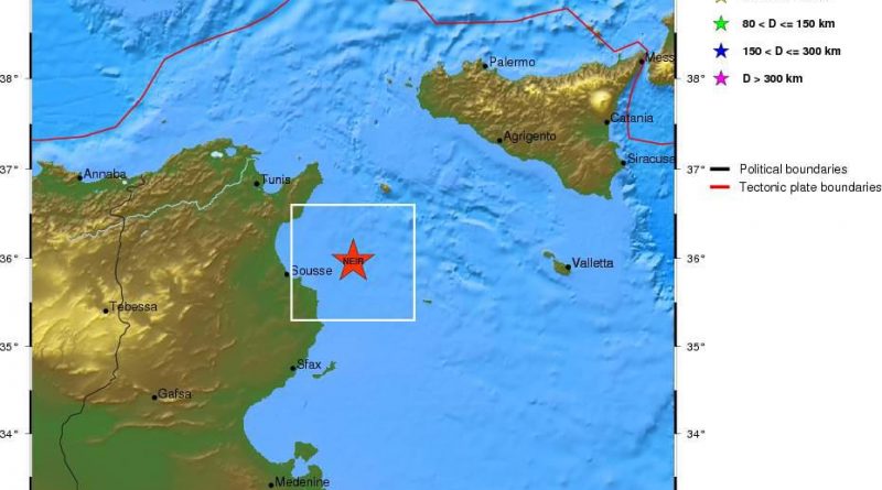 Erdbeben vor der Küste von Sousse und Mahdia (M4,1)