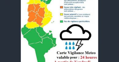 Warnung vor Gewittern und Starkregen in der Mitte Tunesiens ab Fr., 03. Aug 2018, 16 Uhr