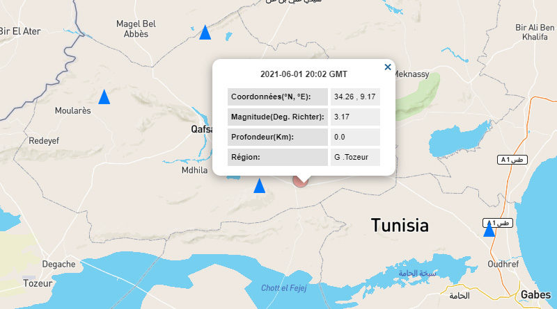 Erdbeben der Stärke M3.17 in Gafsa