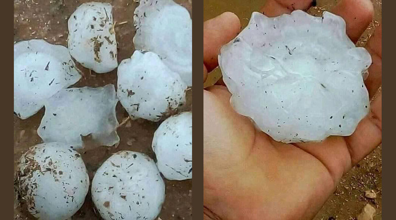 Hagel mit einer Körnergröße von bis zu 10 Zentimetern in Sidi Bouzid