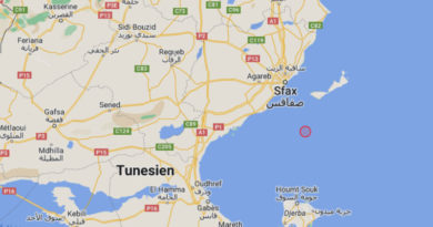 15 August 2023: Leichtes Erdbeben im Meer bei Sfax [M3.7]