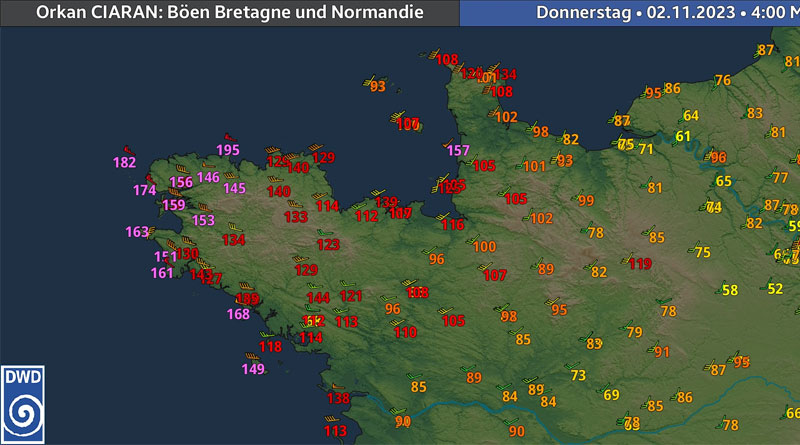 Orkanböen von über 150 km/h in Westfrankreich