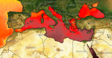 Geomar-Studie: Was der Klimawandel für das Mittelmeer bedeutet - Temperaturen des Mittelmeeres am 5. September 2025 - Grafik: Meteored
