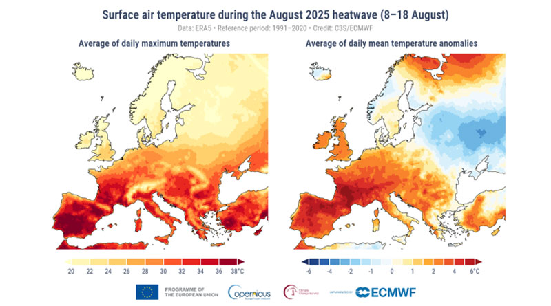Klimabulletin des Copernicus-Klimawandel-Dienst (C3S) war der August 2025