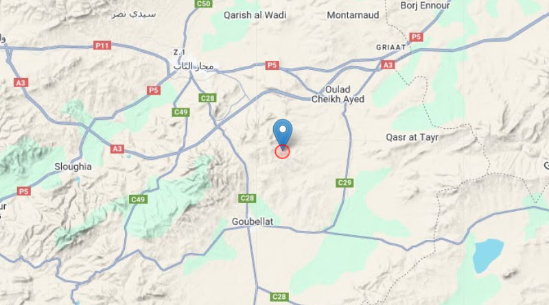 7. Nov 2025: Leichtes Erdbeben 6 km nordöstlich von Goubellat, Gouvernorat Béjà [M3.3]