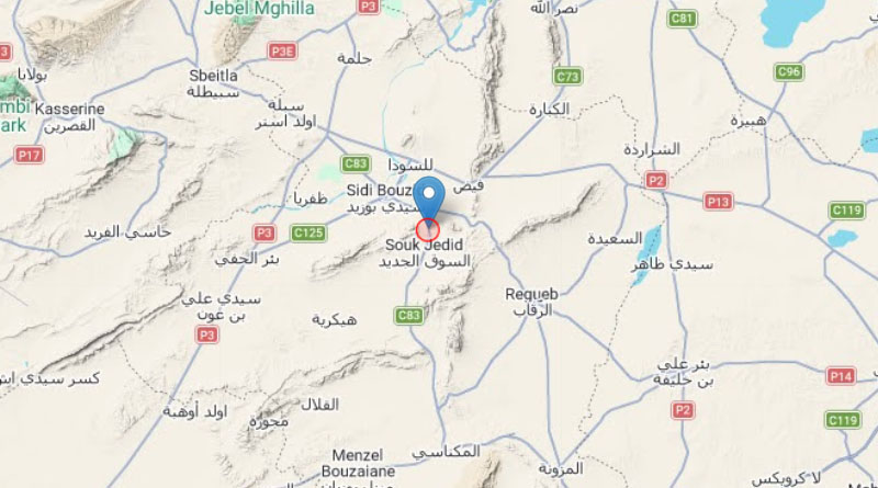 30. M&auml;rz 2026: Leichtes Erdbeben bei Sidi Bouzid, Gouvernorat Sidi Bouzid [M3.0]
