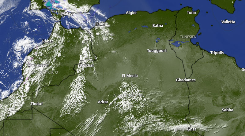 Eine aus Marokko kommende Wetterstörung bewegt sich auf Tunesien zu