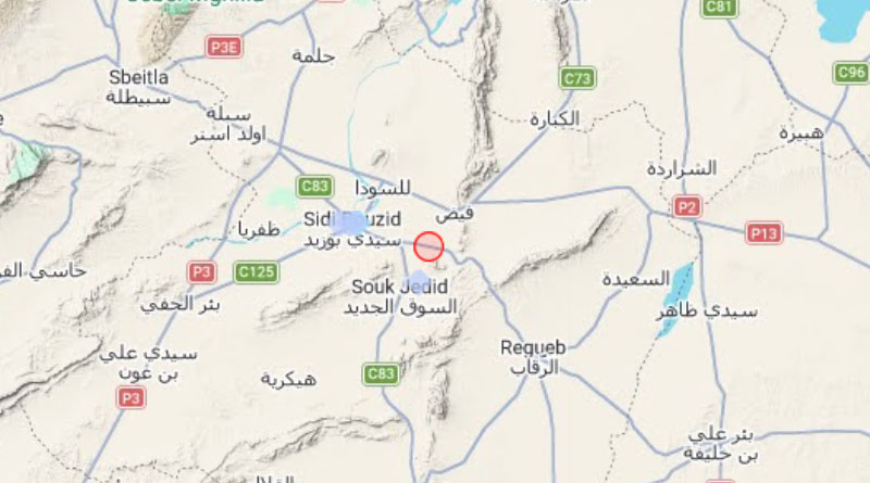 10. Mai 2026: Leichtes Erdbeben nahe Sidi Bouzid, Gouvernorat Sidi Bouzid [M3.1]