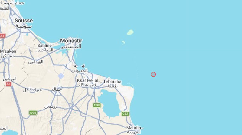12. August 2026: Leichtes Erdbeben vor der K&uuml;ste nahe Monastir/Mahdia [M2.8]