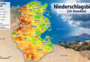 Niederschlagsmengen. Niederschlagsbilanz Tunesien. 24 Stunden